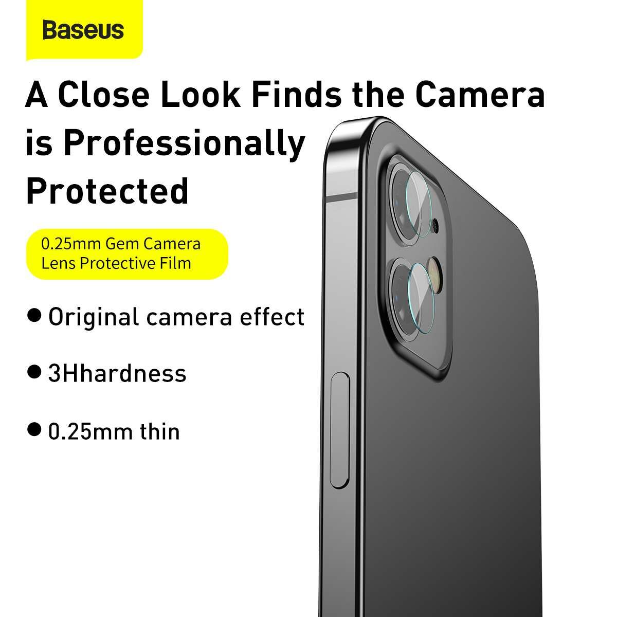 Kép 7/18 - Baseus iPhone 12 mini Kamera hátsó lencsevédő 0.25mm (2db / csomag) átlátszó (SGAPIPH54N-JT02)