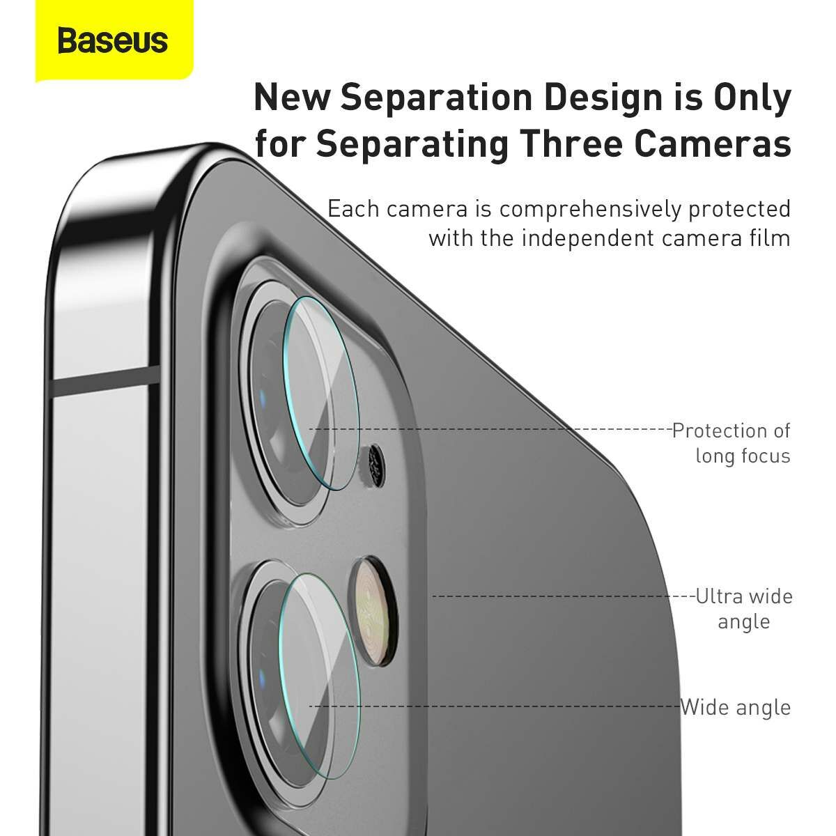 Kép 10/18 - Baseus iPhone 12 mini Kamera hátsó lencsevédő 0.25mm (2db / csomag) átlátszó (SGAPIPH54N-JT02)