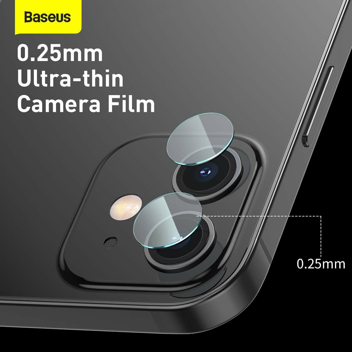 Kép 11/18 - Baseus iPhone 12 mini Kamera hátsó lencsevédő 0.25mm (2db / csomag) átlátszó (SGAPIPH54N-JT02)