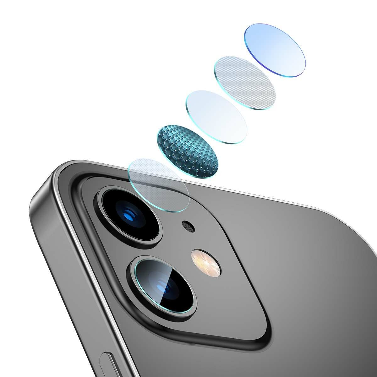 Kép 14/18 - Baseus iPhone 12 mini Kamera hátsó lencsevédő 0.25mm (2db / csomag) átlátszó (SGAPIPH54N-JT02)