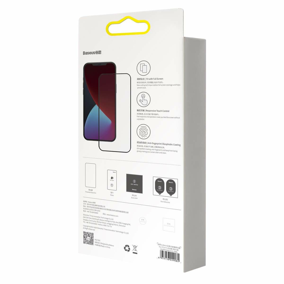 Kép 15/16 - Baseus iPhone 12 mini 0.25 mm, teljes felületre, edzett üveg (2 db), fekete (SGAPIPH54N-KC01)