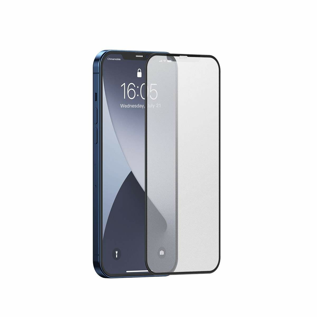 Kép 8/12 - Baseus iPhone 12 mini 0.25 mm, teljes felületre, lekerekített matt edzett üveg (2 db), fekete (SGAPIPH54N-KC01)