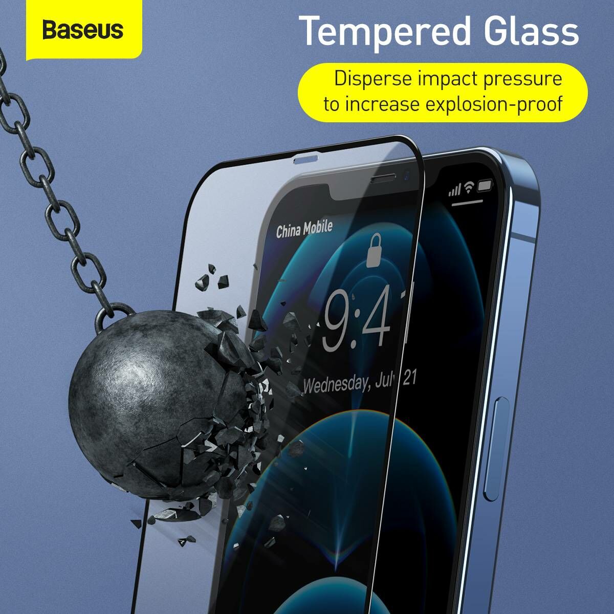 Kép 9/18 - Baseus iPhone 12 mini 0.3 mm, teljes felületre, edzett üveg, kékfény szűrős (2db + keret), fekete (SGAPIPH54N-KN01)