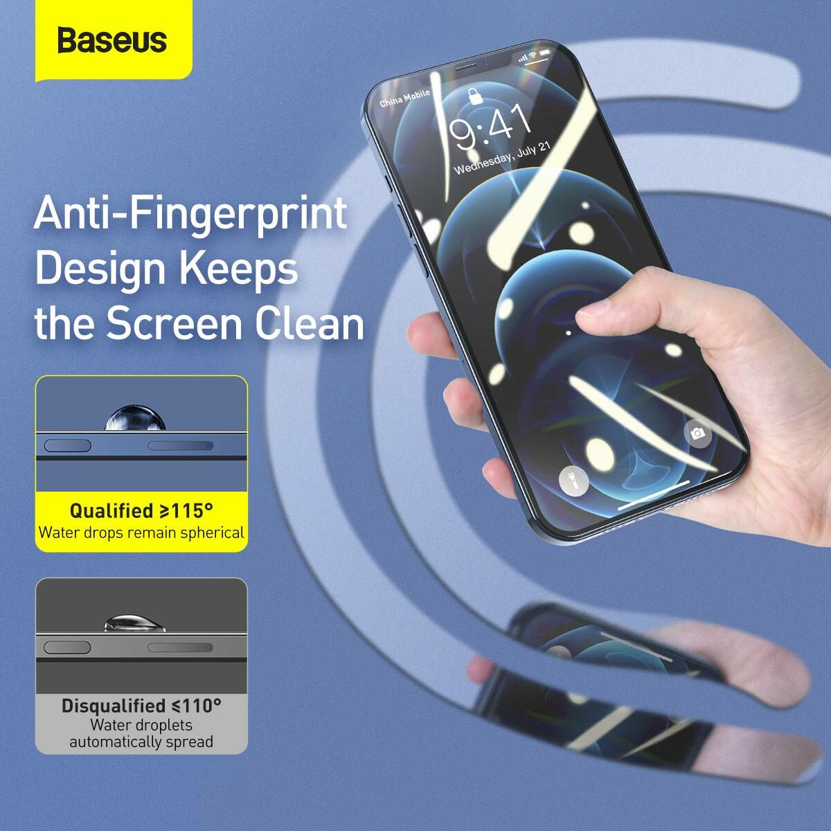 Kép 10/18 - Baseus iPhone 12 mini 0.3 mm, teljes felületre, edzett üveg, kékfény szűrős (2db + keret), fekete (SGAPIPH54N-KN01)