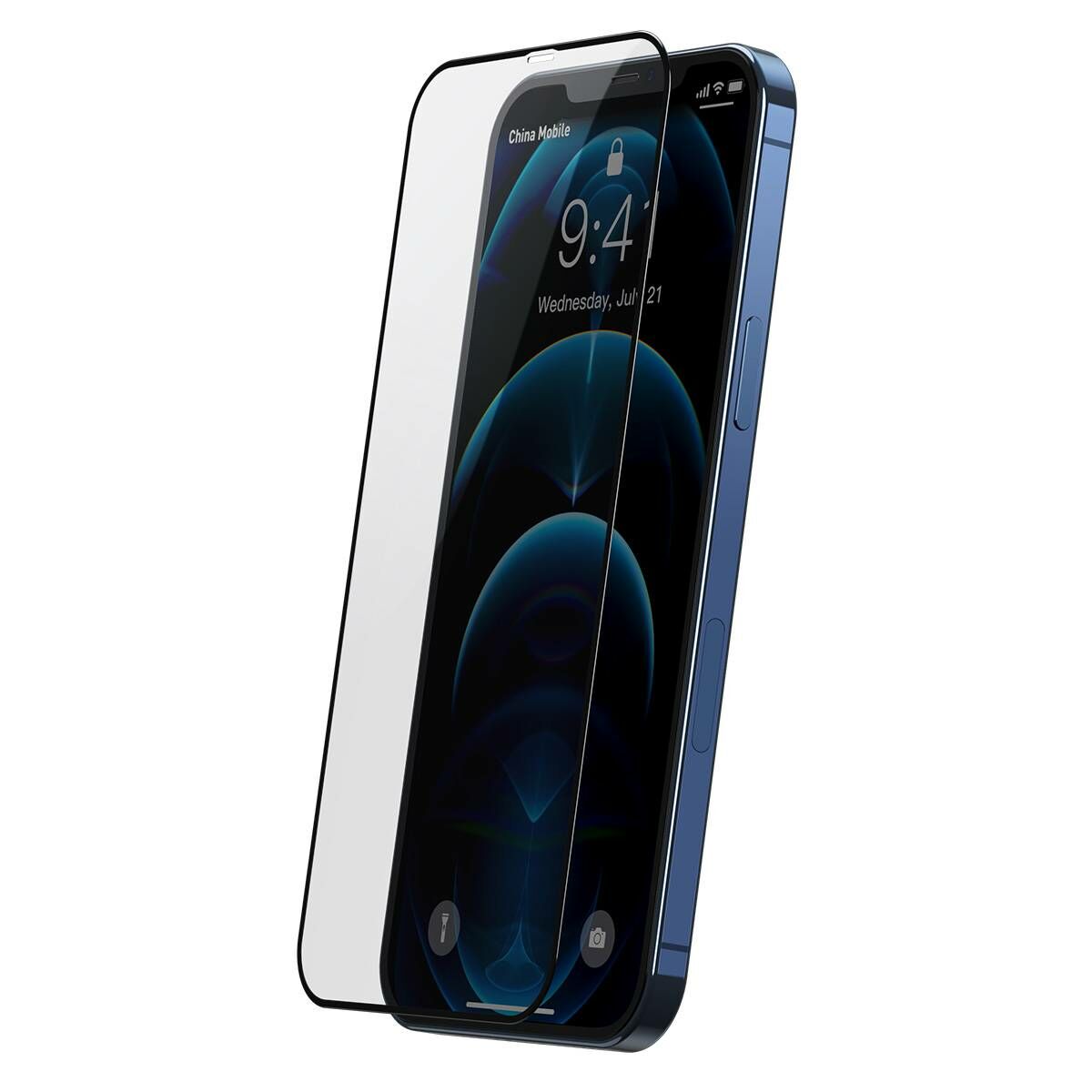 Kép 13/18 - Baseus iPhone 12 mini 0.3 mm, teljes felületre, edzett üveg, kékfény szűrős (2db + keret), fekete (SGAPIPH54N-KN01)