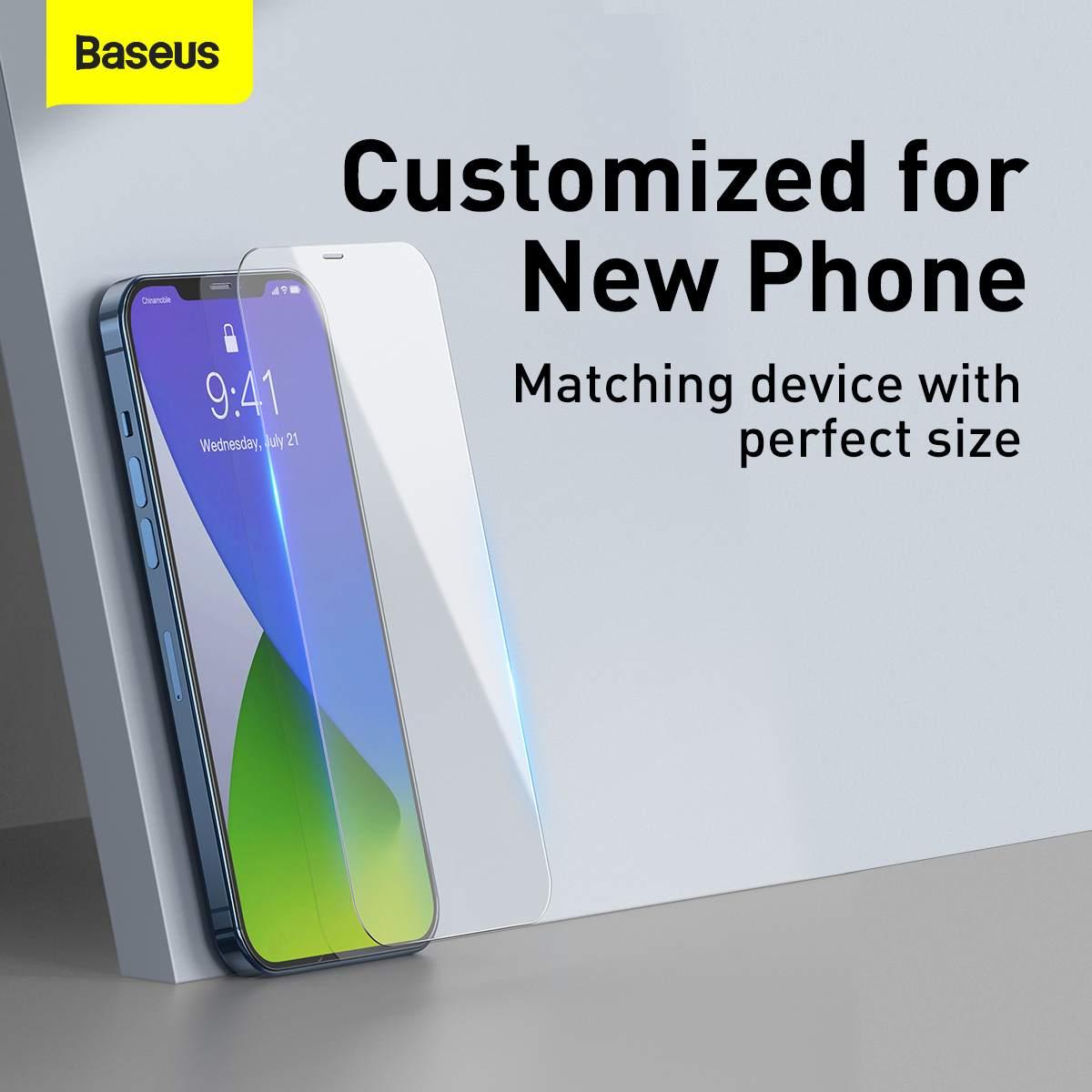 Kép 3/12 - Baseus iPhone 12 mini 0.3 mm, teljes felületre, edzett üveg (2db), fehér (SGAPIPH54N-LS02)