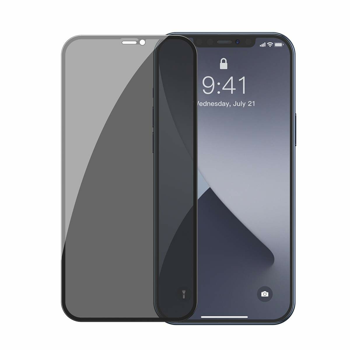 Baseus iPhone 12 mini 0.3 mm, teljes felületre, lekerekített edzett üveg, betekintés védelem (2 db), fekete (SGAPIPH54N-TG01)