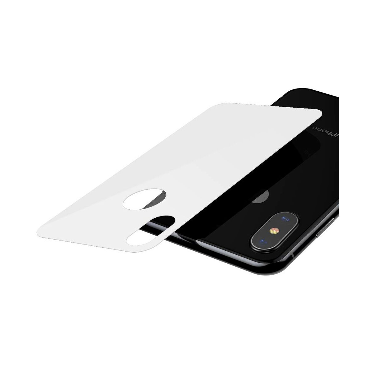 Baseus iPhone XS (5.8") 0.3 mm, teljes lefedésre edzett üveg hátlap védő fólia, fehér (SGAPIPH58-BM02)