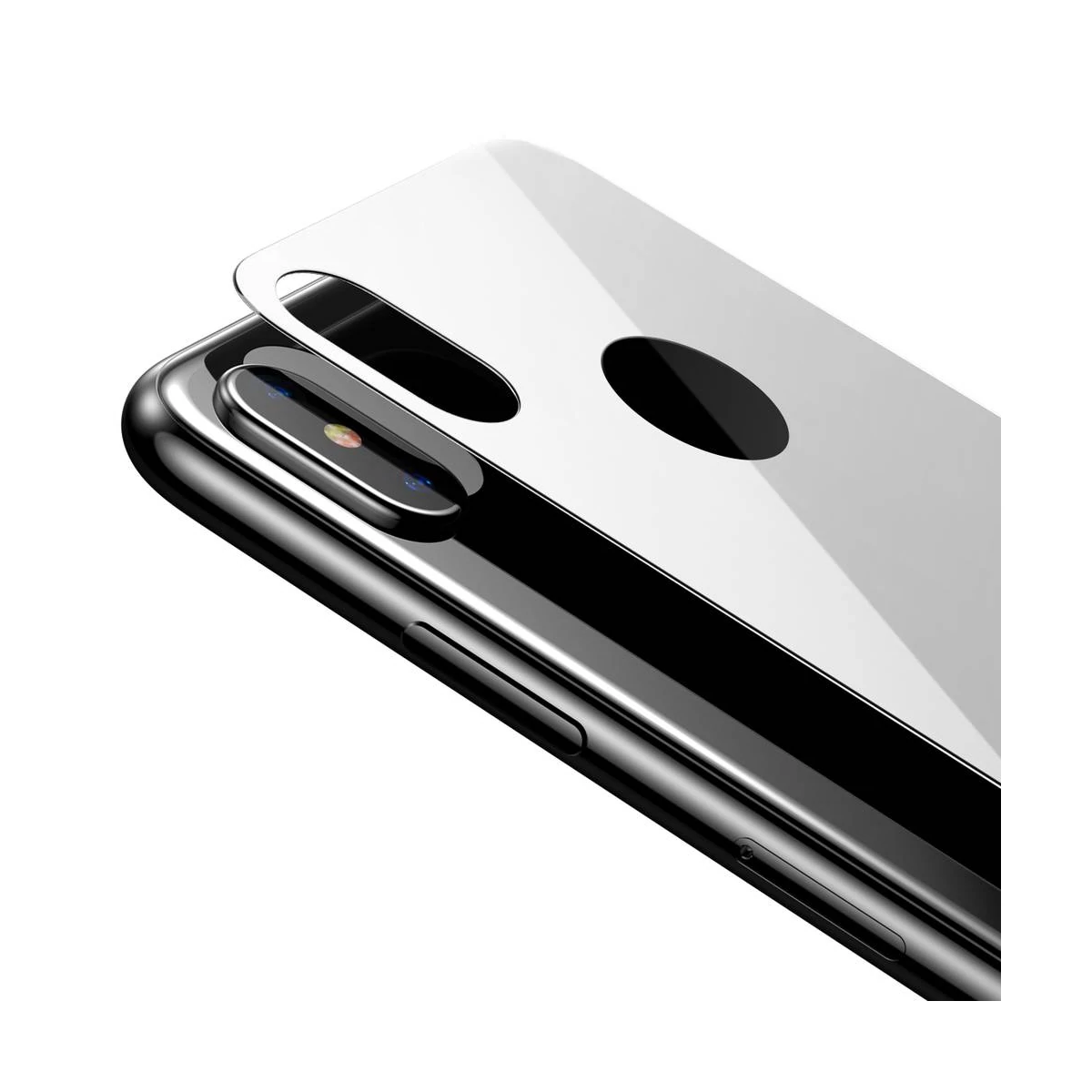 Kép 5/9 - Baseus iPhone XS (5.8") 0.3 mm, teljes lefedésre edzett üveg hátlap védő fólia, fehér (SGAPIPH58-BM0