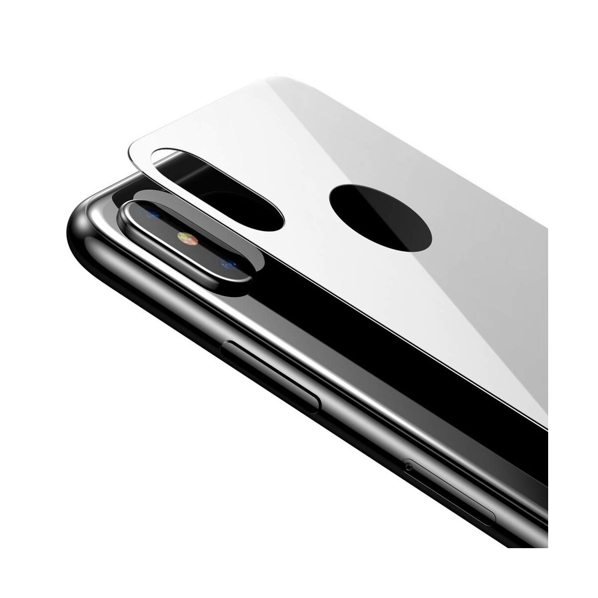 Kép 5/9 - Baseus iPhone XS (5.8") 0.3 mm, teljes lefedésre edzett üveg hátlap védő fólia, fehér (SGAPIPH58-BM02)
