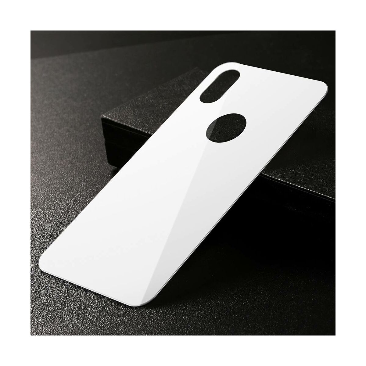 Baseus iPhone XS (5.8") 0.3 mm, teljes lefedésre edzett üveg hátlap védő fólia, fehér (SGAPIPH58-BM02)