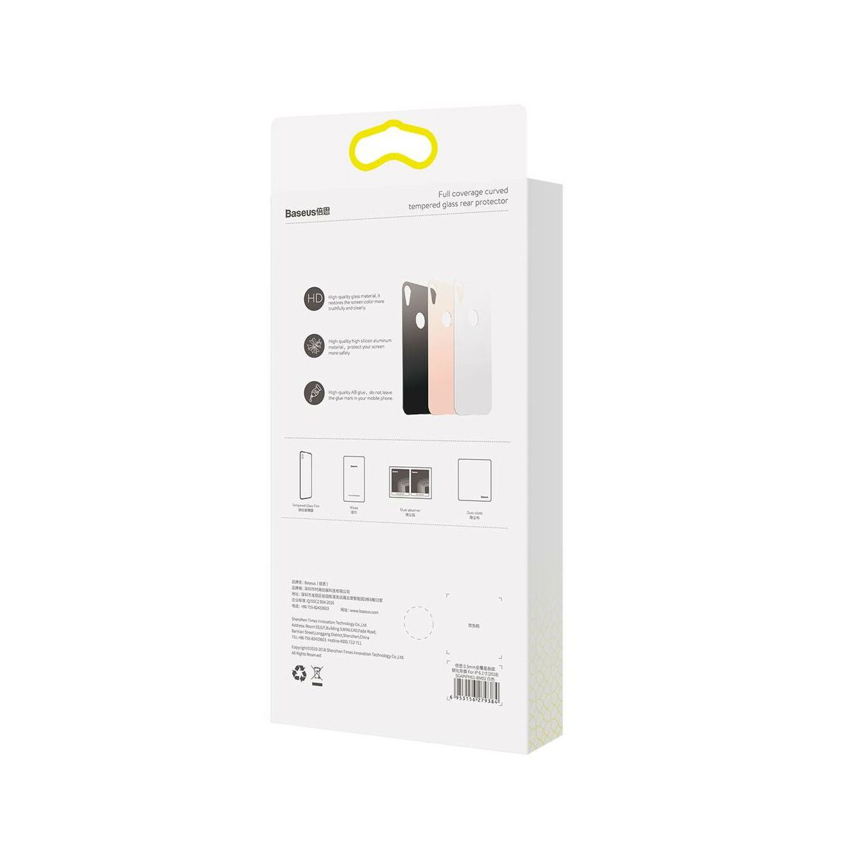 Kép 9/9 - Baseus iPhone XS (5.8") 0.3 mm, teljes lefedésre edzett üveg hátlap védő fólia, fehér (SGAPIPH58-BM02)