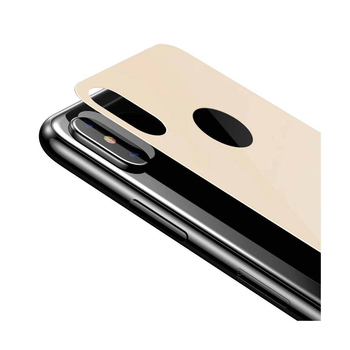 Kép 4/8 - Baseus iPhone XS (5.8") 0.3 mm, teljes lefedésre edzett üveg hátlap védő fólia, arany (SGAPIPH58-BM0