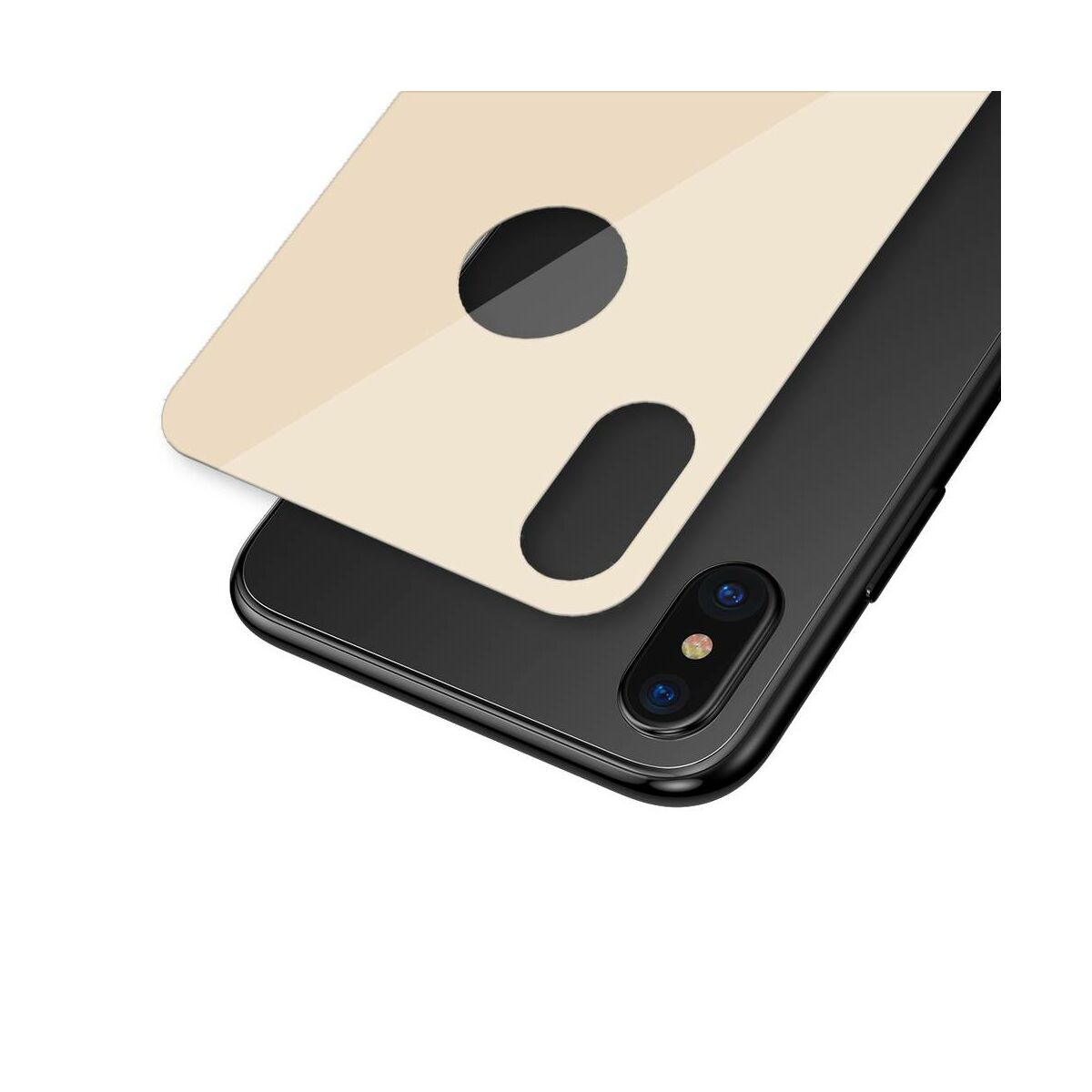 Kép 5/8 - Baseus iPhone XS (5.8") 0.3 mm, teljes lefedésre edzett üveg hátlap védő fólia, arany (SGAPIPH58-BM0V)