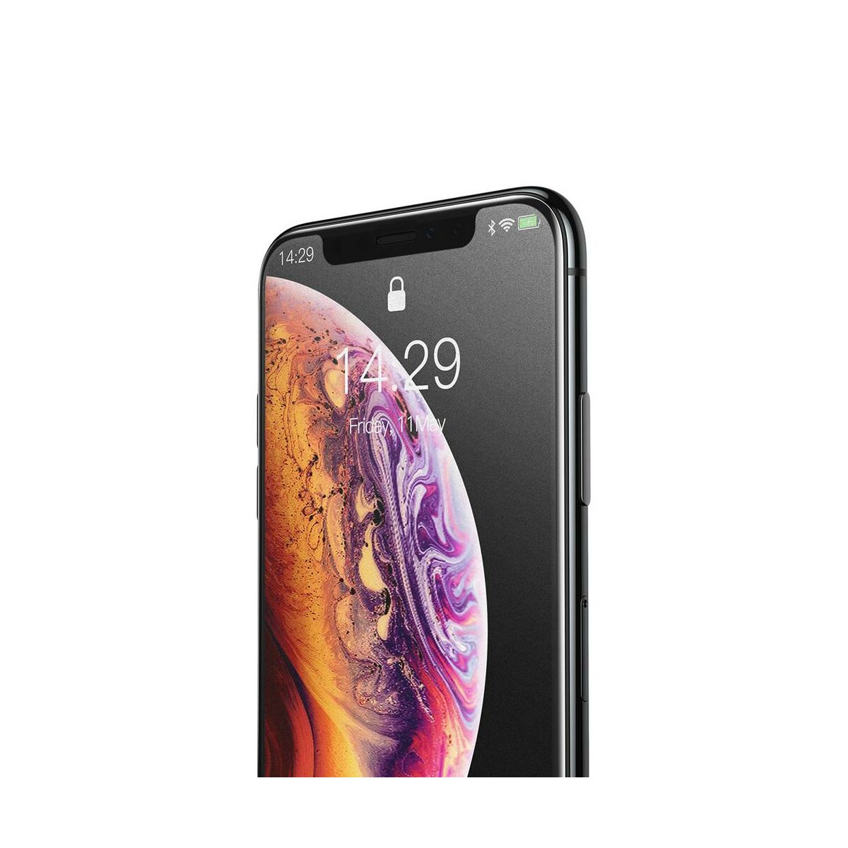 Kép 8/9 - Baseus iPhone XS (5.8") 0.3 mm, teljes felületre lekerekített matt edzett üveg, fekete (SGAPIPH58-KM01)