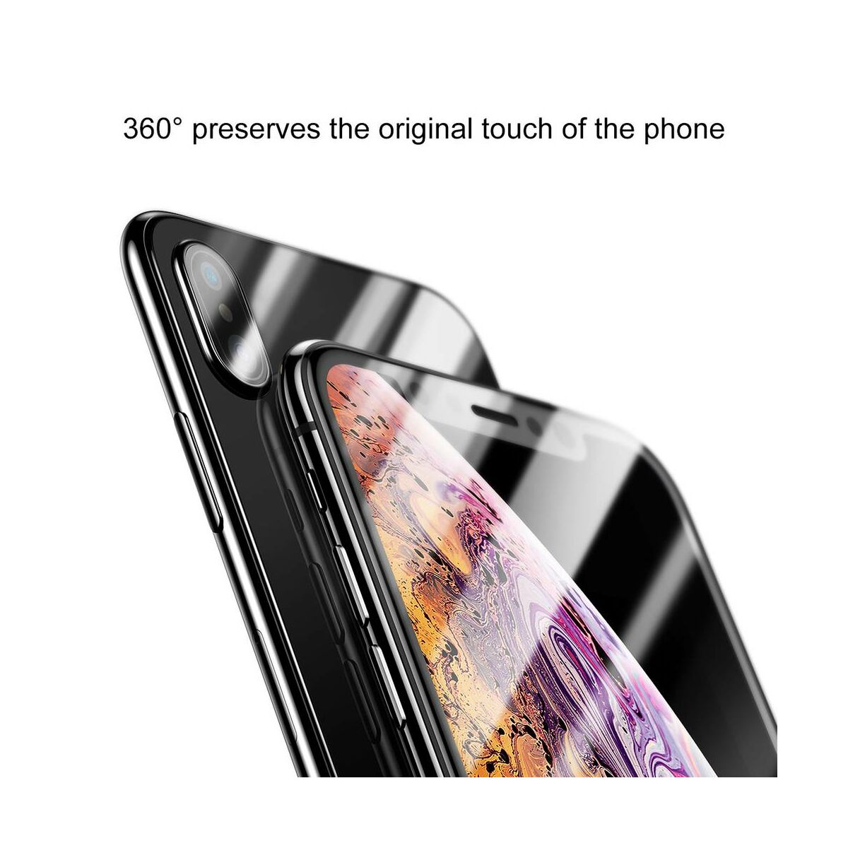 Kép 3/9 - Baseus iPhone XS (5.8") 0.3 mm, kijelzővédő üvegfólia (előlap + hátlap), fekete (SGAPIPH58-TZ01)