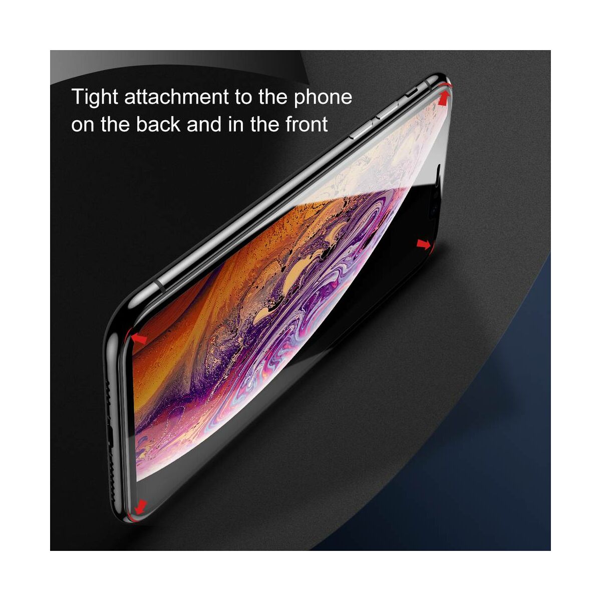 Kép 5/9 - Baseus iPhone XS (5.8") 0.3 mm, kijelzővédő üvegfólia (előlap + hátlap), fekete (SGAPIPH58-TZ01)