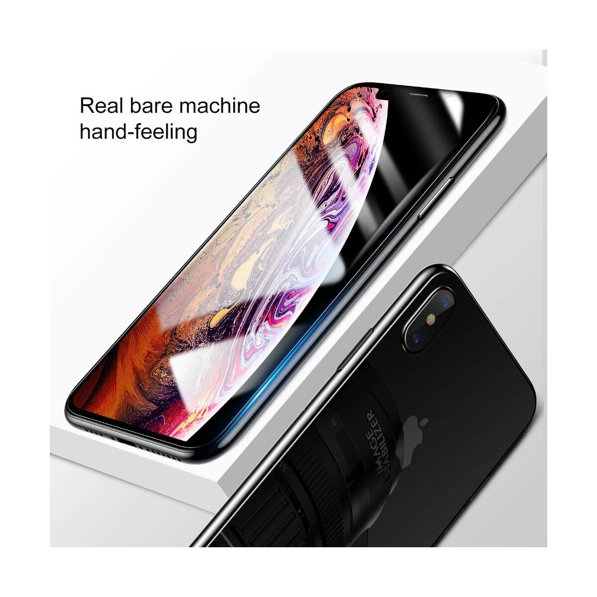 Kép 2/9 - Baseus iPhone XS (5.8") 0.3 mm, kijelzővédő üvegfólia (előlap + hátlap), átlátszó (SGAPIPH58-TZ02)
