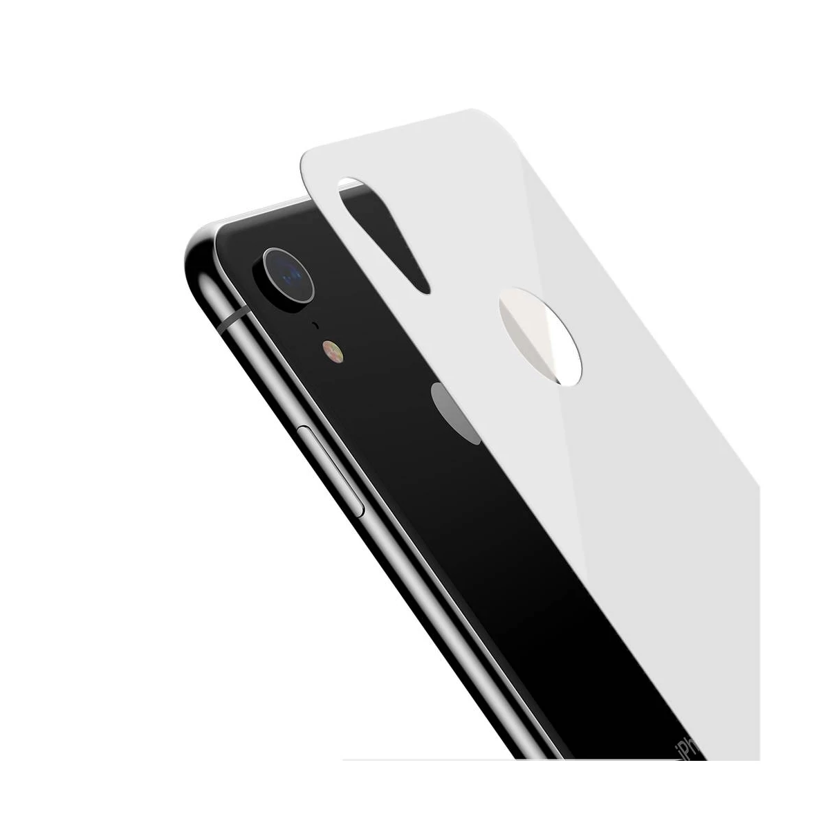 Kép 6/9 - Baseus iPhone XR (6.1") 0.3 mm, teljes felületre edzett üveg hátlap védő fólia, fehér (SGAPIPH61-BM0