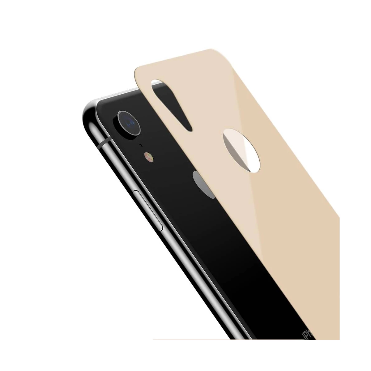 Kép 6/9 - Baseus iPhone XR (6.1") 0.3 mm, teljes felületre edzett üveg hátlap védő fólia, arany (SGAPIPH61-BM0