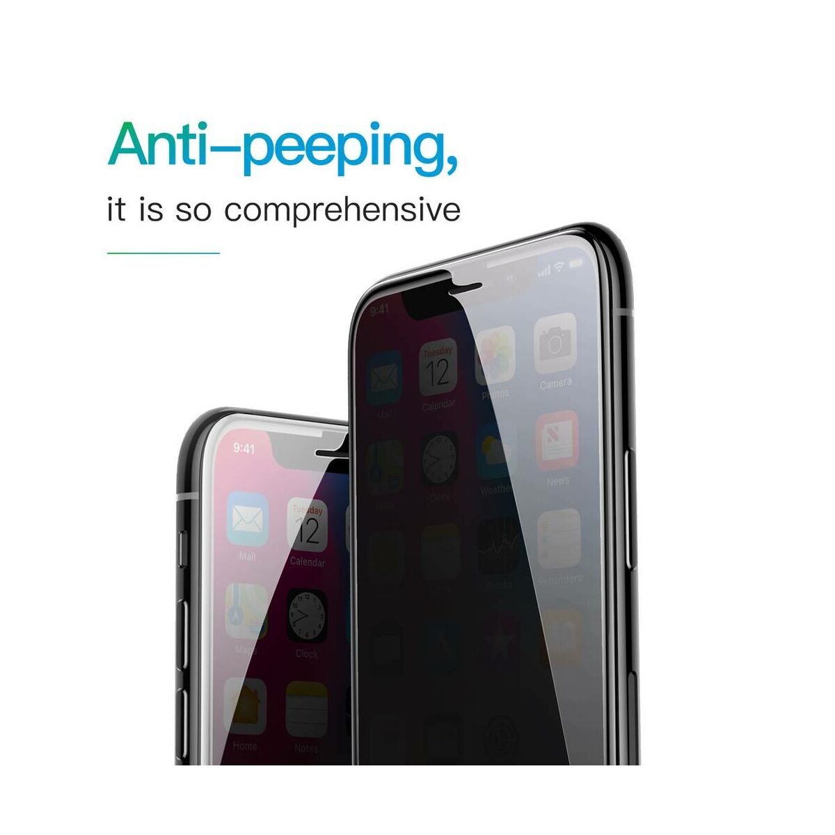 Kép 3/9 - Baseus iPhone XS Max (6.5") 0.3 mm, Rigid-lekerekített, teljes felületre, Anti-Spy edzett üveg kijelzővédő fólia, fekete (SGAPIPH65-ATG01)