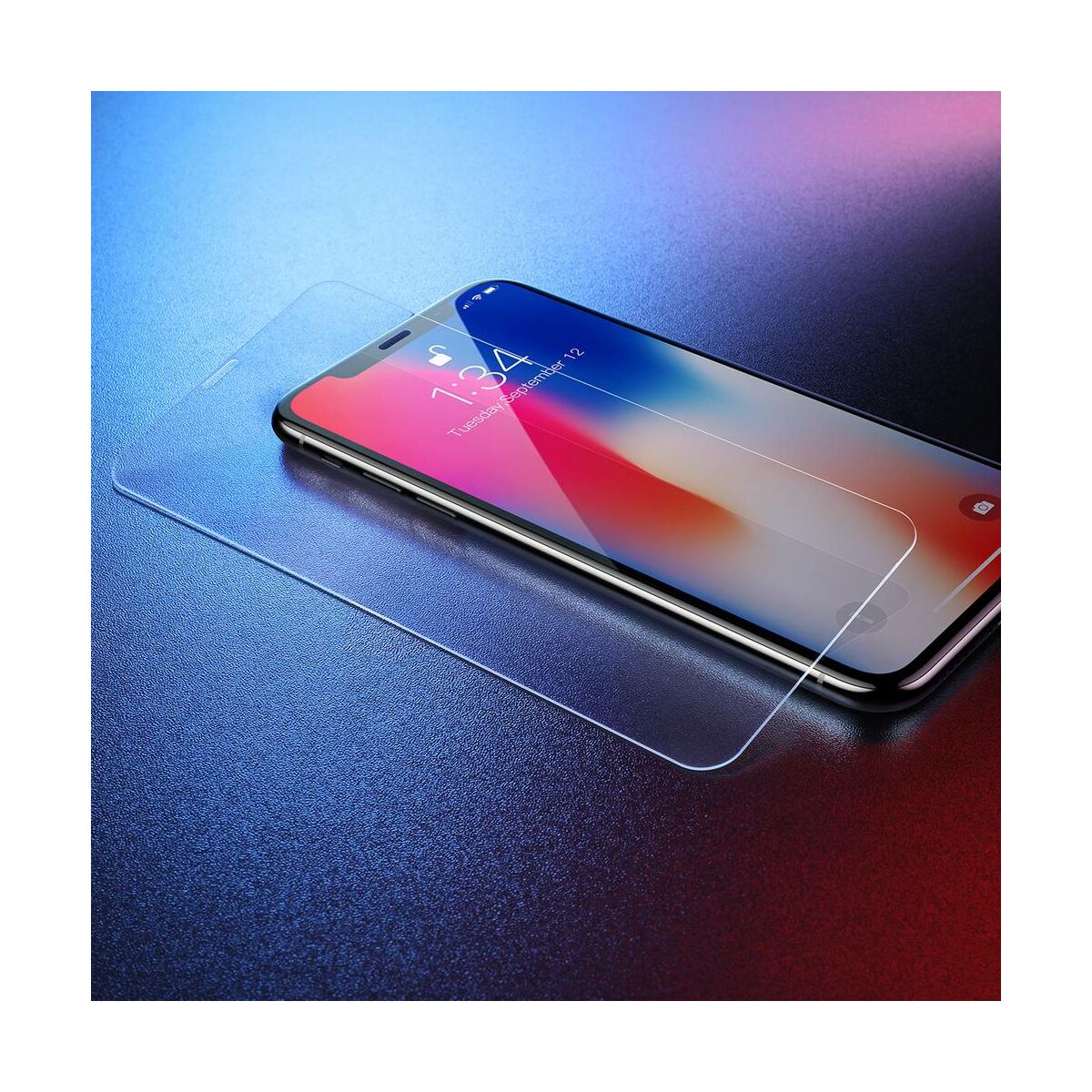 Kép 7/8 - Baseus iPhone XS Max (6.5") 0.3 mm, edzett üveg kijelzővédő fólia, átlátszó (SGAPIPH65-ES02)