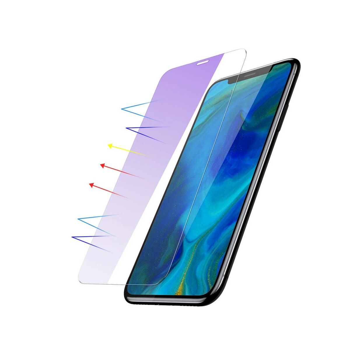 Kép 7/9 - Baseus iPhone XS Max (6.5") 0.15 mm, kékfény szűrős edzett üveg kijelzővédő fólia, átlátszó (SGAPIPH65-FC02)