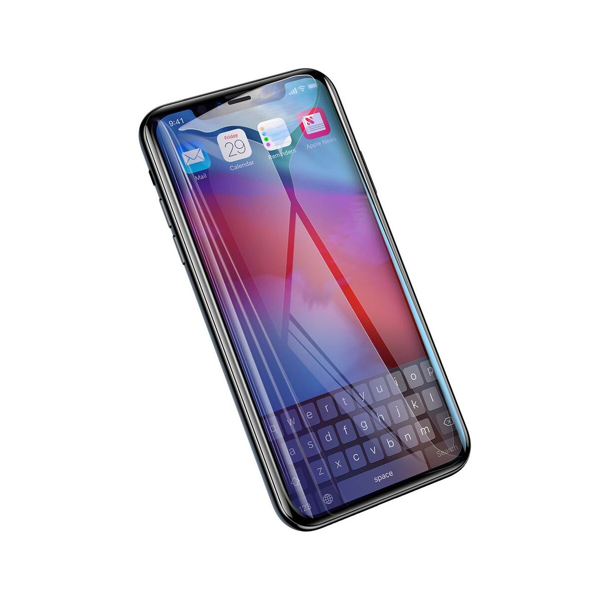 Kép 2/9 - Baseus iPhone XS Max (6.5") 0.2 mm, teljes felületre kékfény szűrős edzett üveg kijelzővédő fólia, fekete (SGAPIPH65-HE01)