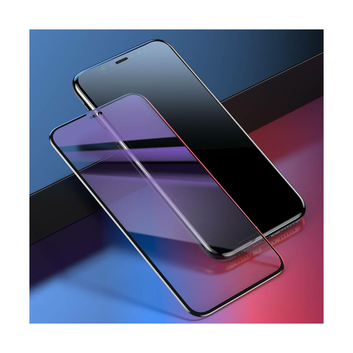 Kép 6/9 - Baseus iPhone XS Max (6.5") 0.2 mm, teljes felületre kékfény szűrős edzett üveg kijelzővédő fólia, fekete (SGAPIPH65-HE01)