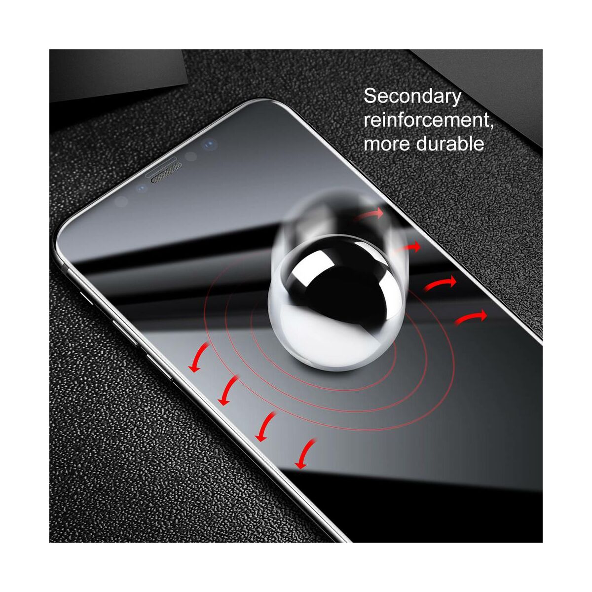 Kép 8/9 - Baseus iPhone XS Max (6.5") 0.2 mm, teljes felületre kékfény szűrős edzett üveg kijelzővédő fólia, fekete (SGAPIPH65-HE01)