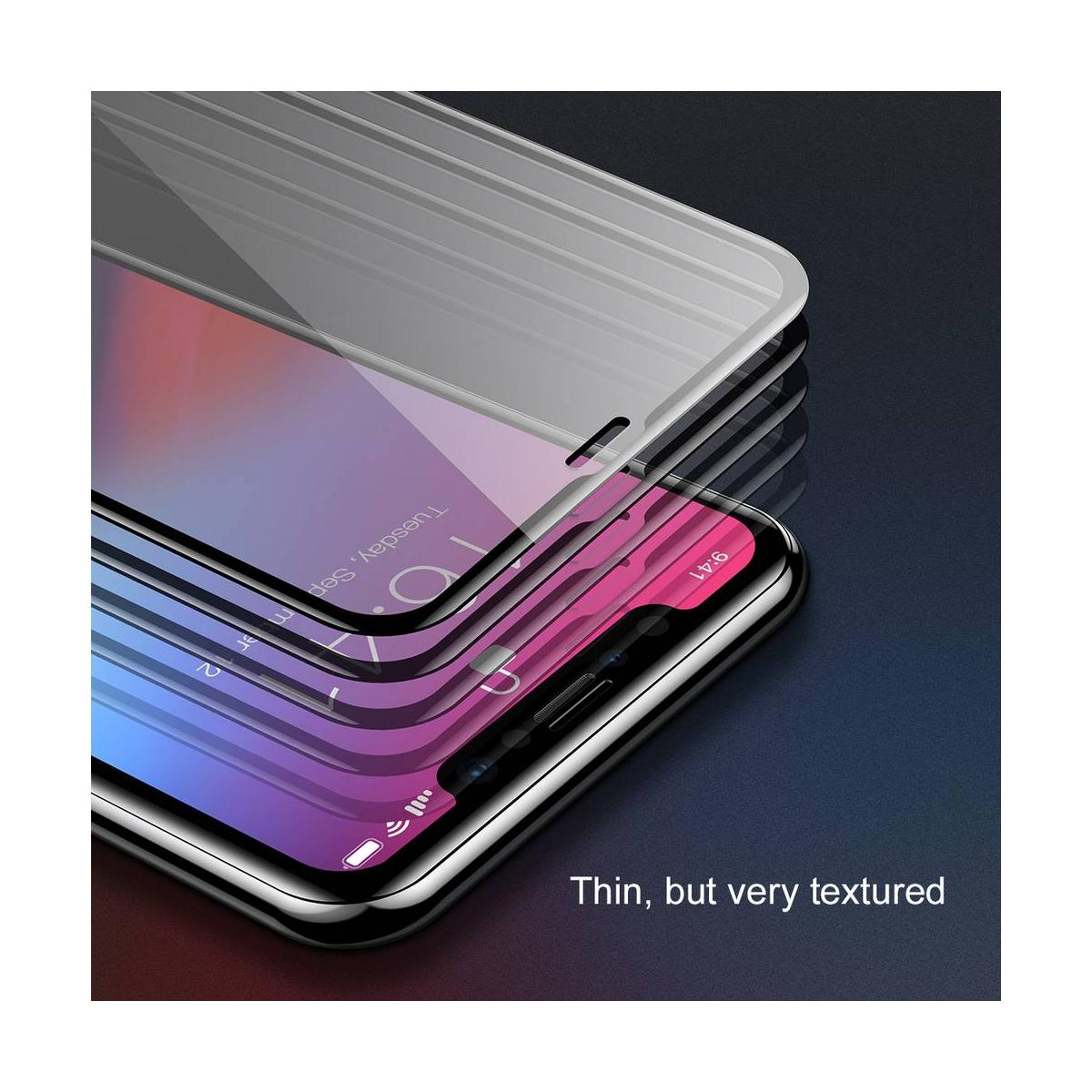 Kép 9/9 - Baseus iPhone XS Max (6.5") 0.2 mm, teljes felületre kékfény szűrős edzett üveg kijelzővédő fólia, fekete (SGAPIPH65-HE01)