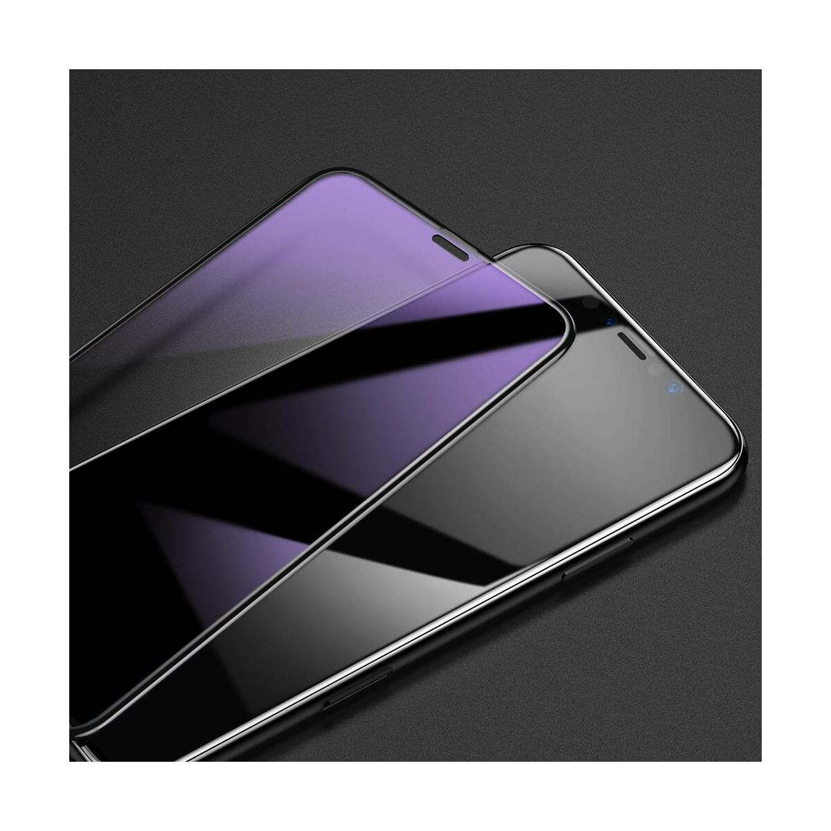 Kép 6/10 - Baseus iPhone XS Max (6.5") 0.3 mm, teljes felületre kékfény szűrős, edzett üveg kijelzővédő fólia, fekete (SGAPIPH65-KD01)