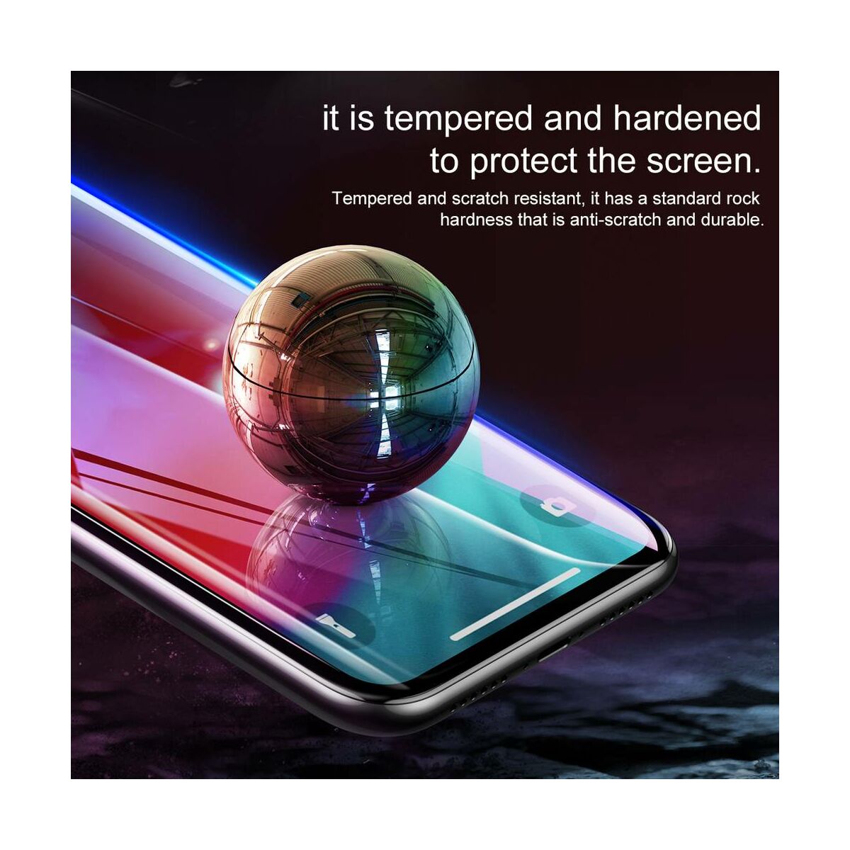 Kép 5/9 - Baseus iPhone XS Max (6.5") 0.23 mm, repedésálló teljes felületre, edzett üveg kijelzővédő fólia, fekete (SGAPIPH65-PE01)