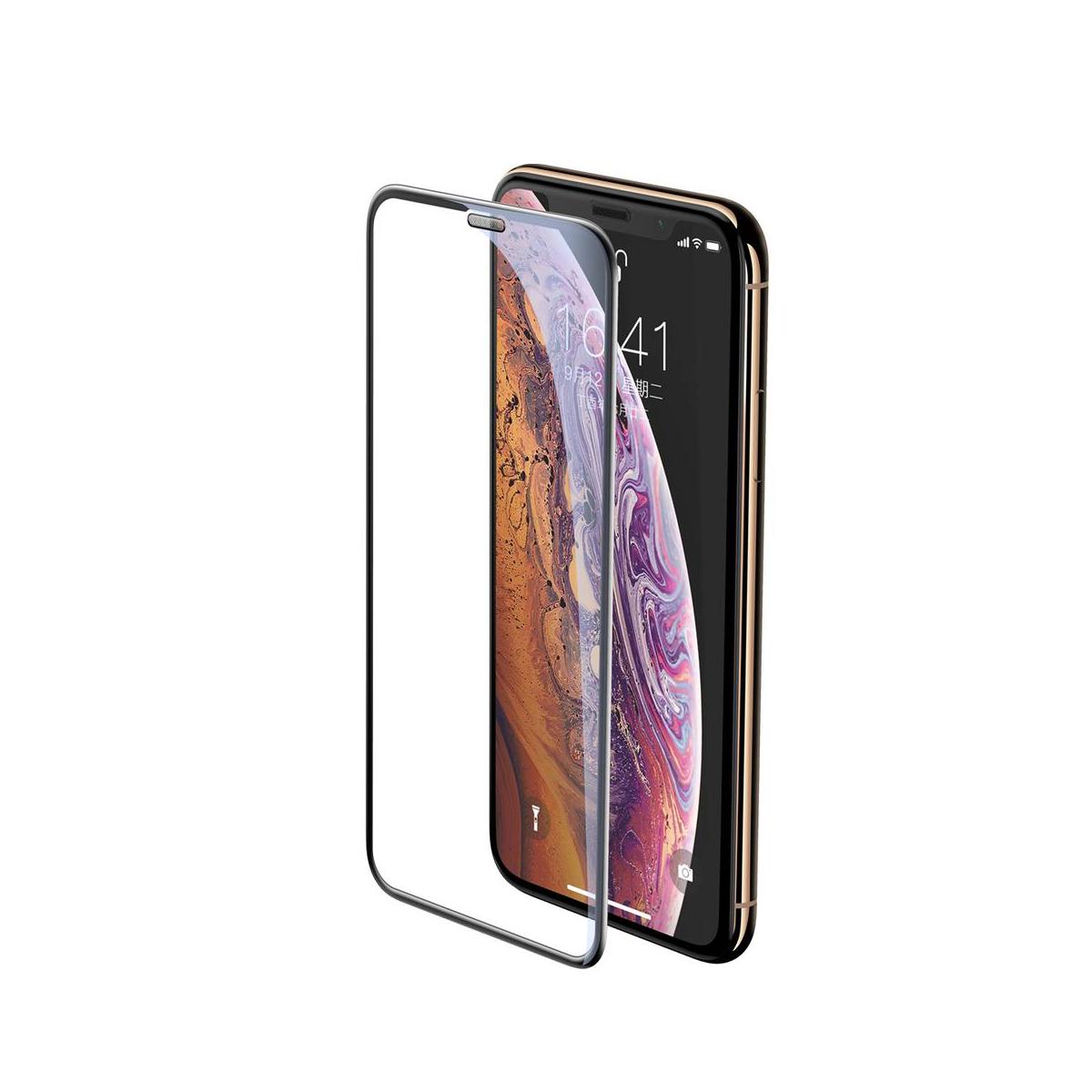 Kép 5/9 - Baseus iPhone XS Max (6.5") 0.23 mm, teljes felületre lekerekített edzett üveg, por elleni védelem fekete (SGAPIPH65-WA01)