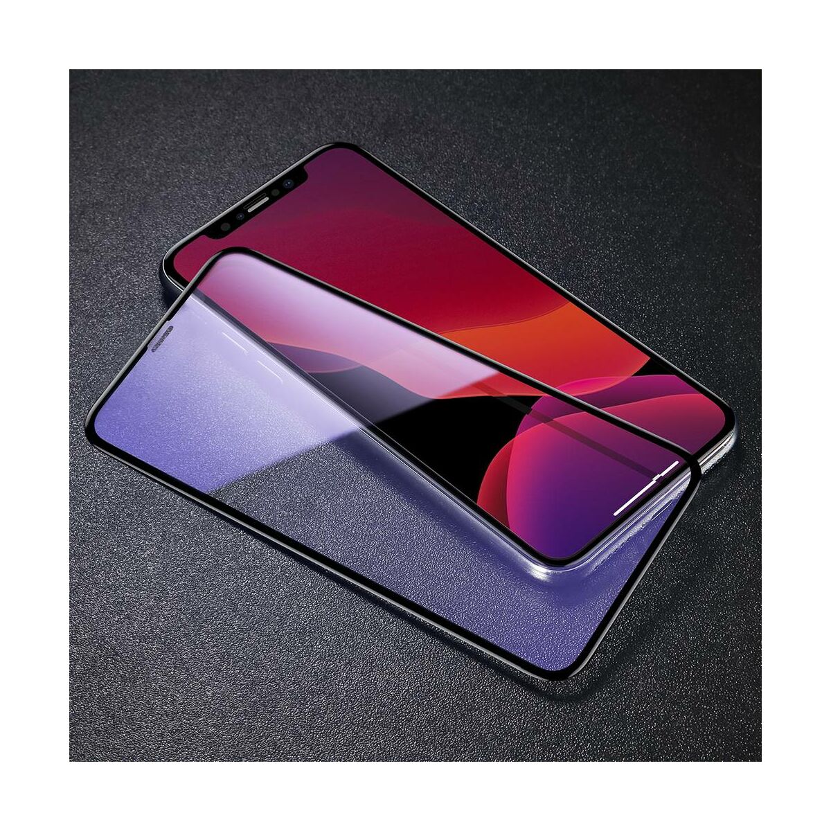 Kép 13/13 - Baseus iPhone 11 Pro Max (6.5") 0.3 mm, teljes felületre, kékfény szűrős (2db a csomagban) edzett üveg, fekete (SGAPIPH65S-KD01)
