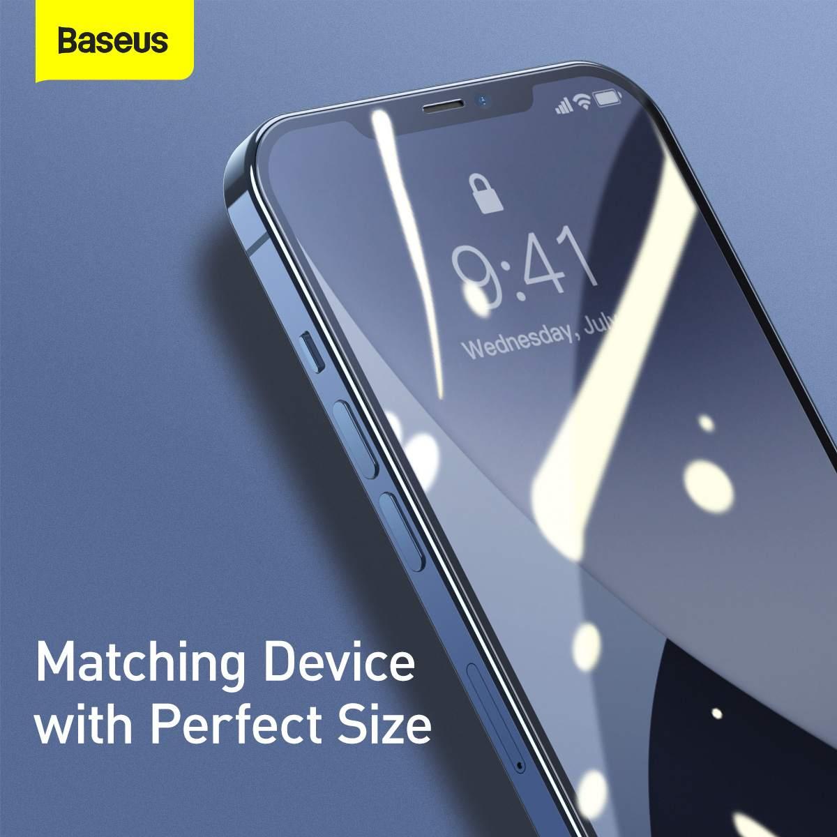 Kép 8/16 - Baseus iPhone 12 Pro Max 0.25 mm, teljes felületre, edzett üveg (2 db), fekete (SGAPIPH67N-KC01)