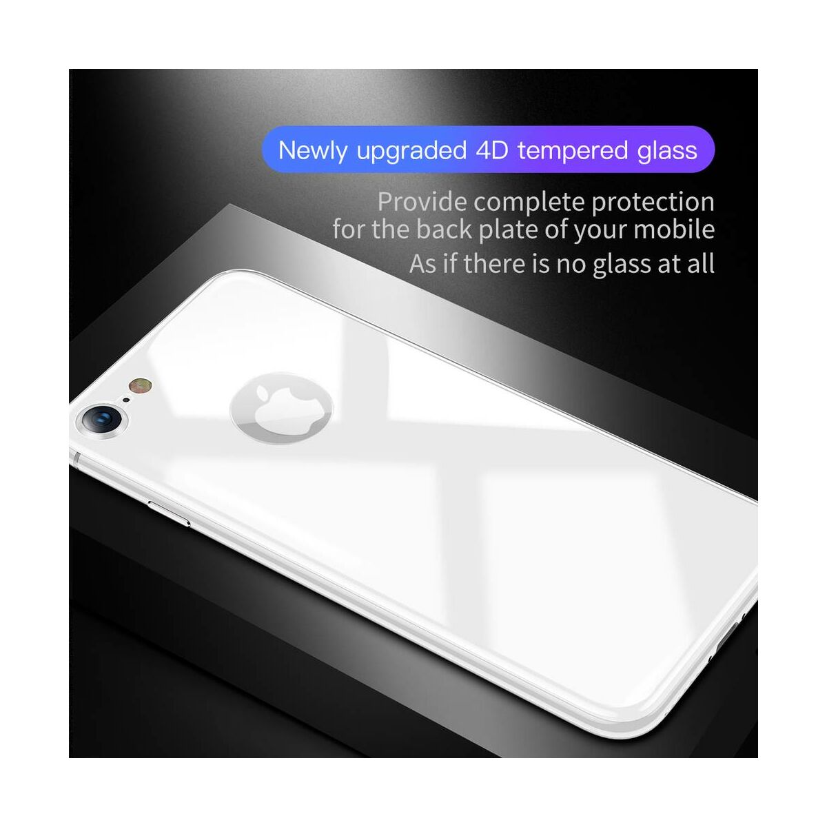 Kép 3/7 - Baseus iPhone 8/7 0.3 mm, teljes lefedésre hátlap edzett üveg fólia, ezüst (SGAPIPH8N-4D0S)