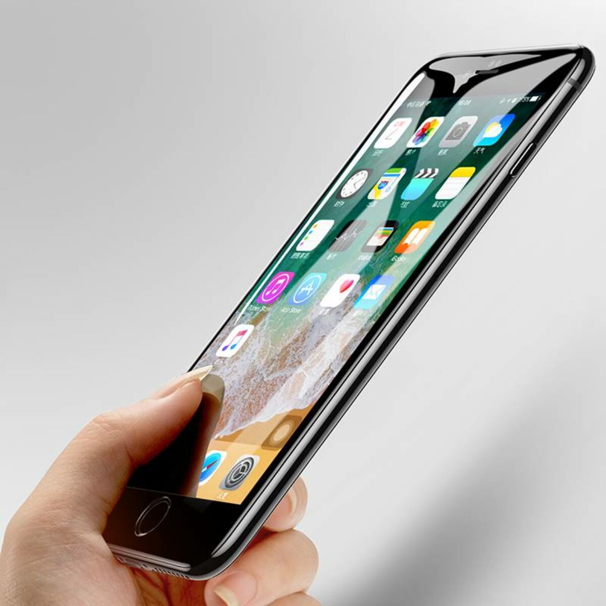 Baseus iPhone 8/7 Plus 0.3 mm, teljes felületre, Diamond Body Arc-surface T-Glass Film, fekete (SGAPIPH8P-AJG01)