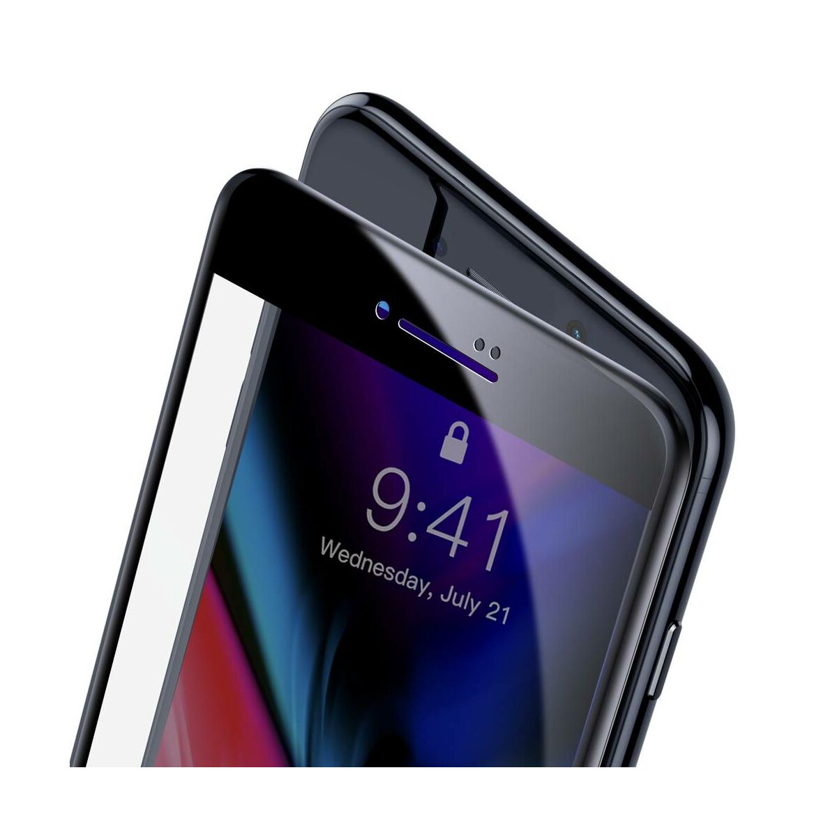 Kép 2/16 - Baseus iPhone 8/7 Plus 0.23 mm, teljes felületre edzett üveg, törésálló élek, fekete (SGAPIPH8P-GPE01)