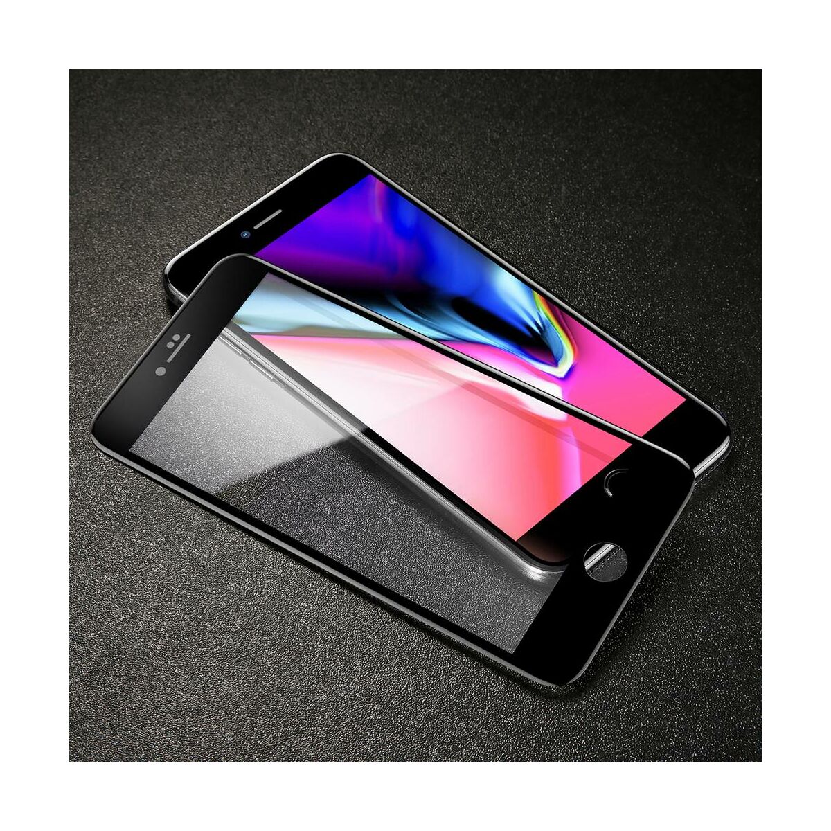 Kép 3/10 - Baseus iPhone 8/7 Plus 0.3 mm, teljes felületre edzett üveg kijelzővédő fólia, fekete (SGAPIPH8P-KA01)