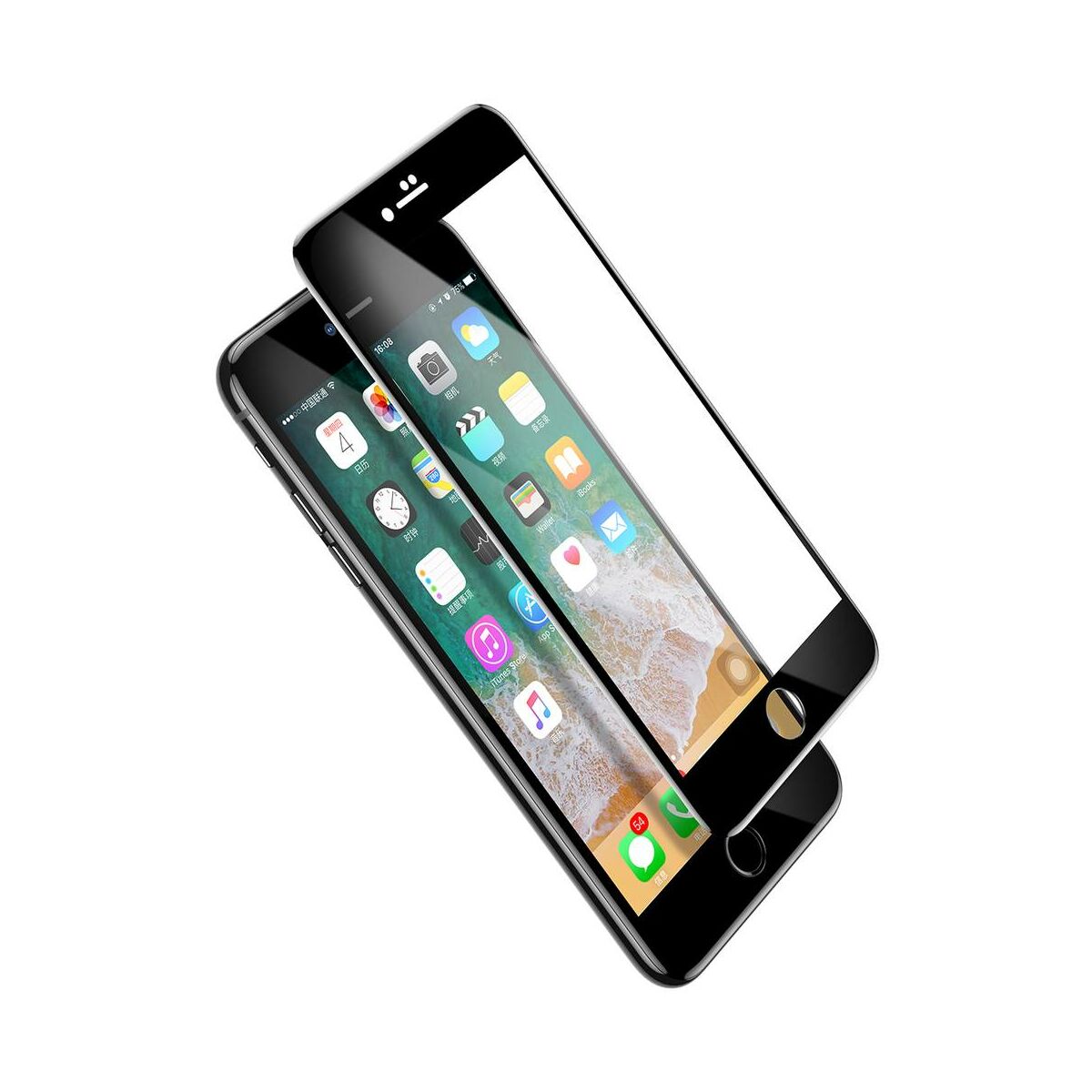 Kép 8/10 - Baseus iPhone 8/7 Plus 0.3 mm, teljes felületre edzett üveg kijelzővédő fólia, fekete (SGAPIPH8P-KA01)
