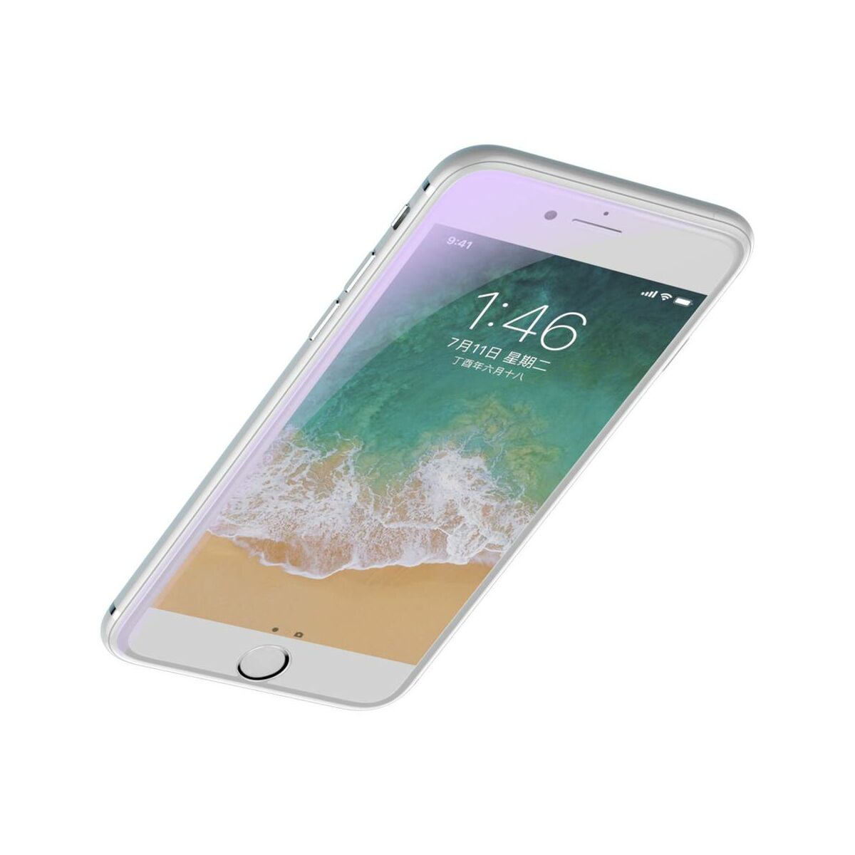Kép 4/9 - Baseus iPhone 8/7/6 Plus 0.23 mm, teljes felületre lekerekített kékfény szűrős edzett üvegpor elleni védelem, fehér (SGAPIPH8P-WB02)