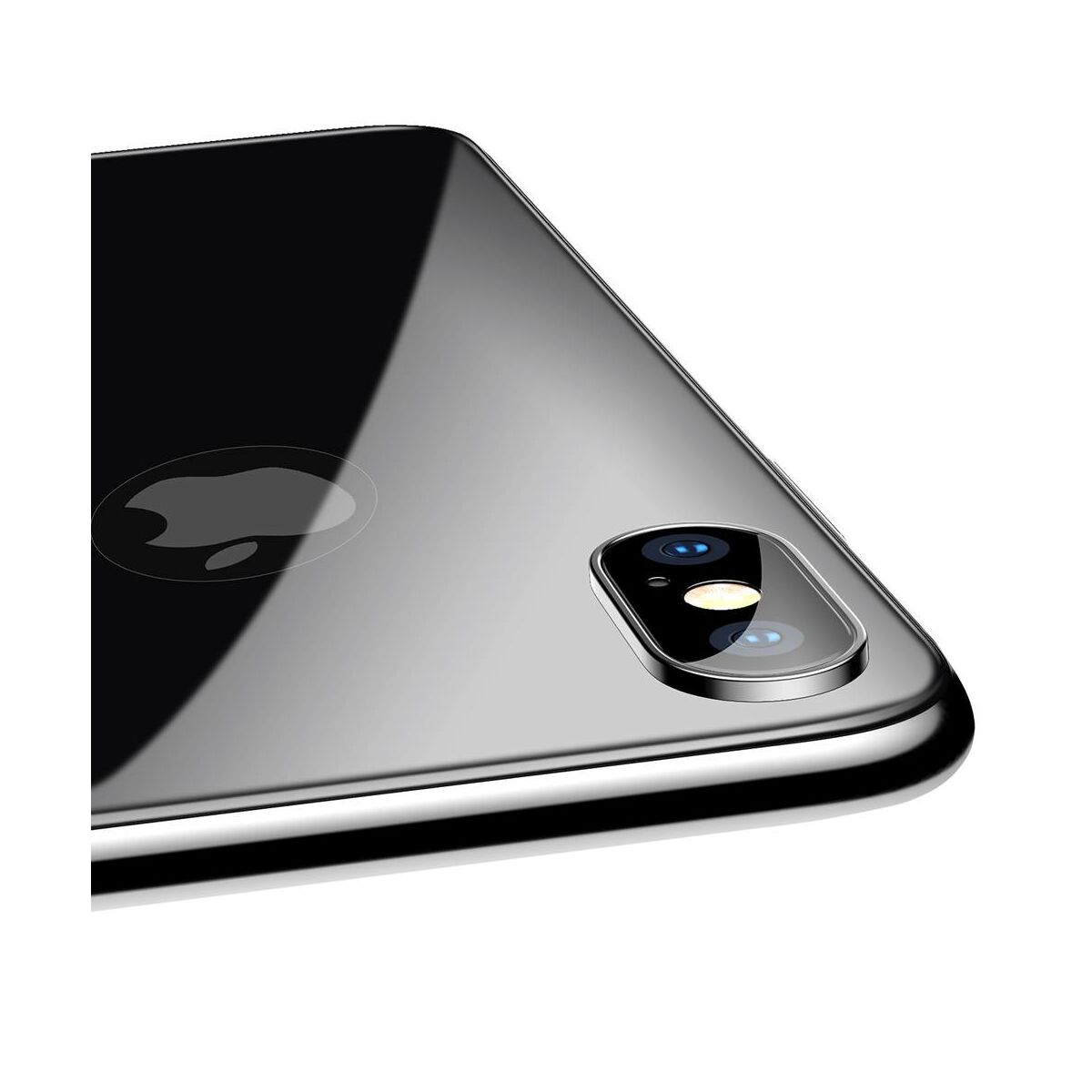 Kép 3/9 - Baseus iPhone X/XS (5.8") 0.3 mm, teljes lefedésre hátlap edzett üveg fólia, asztro szürke (SGAPIPHX-4D0G)