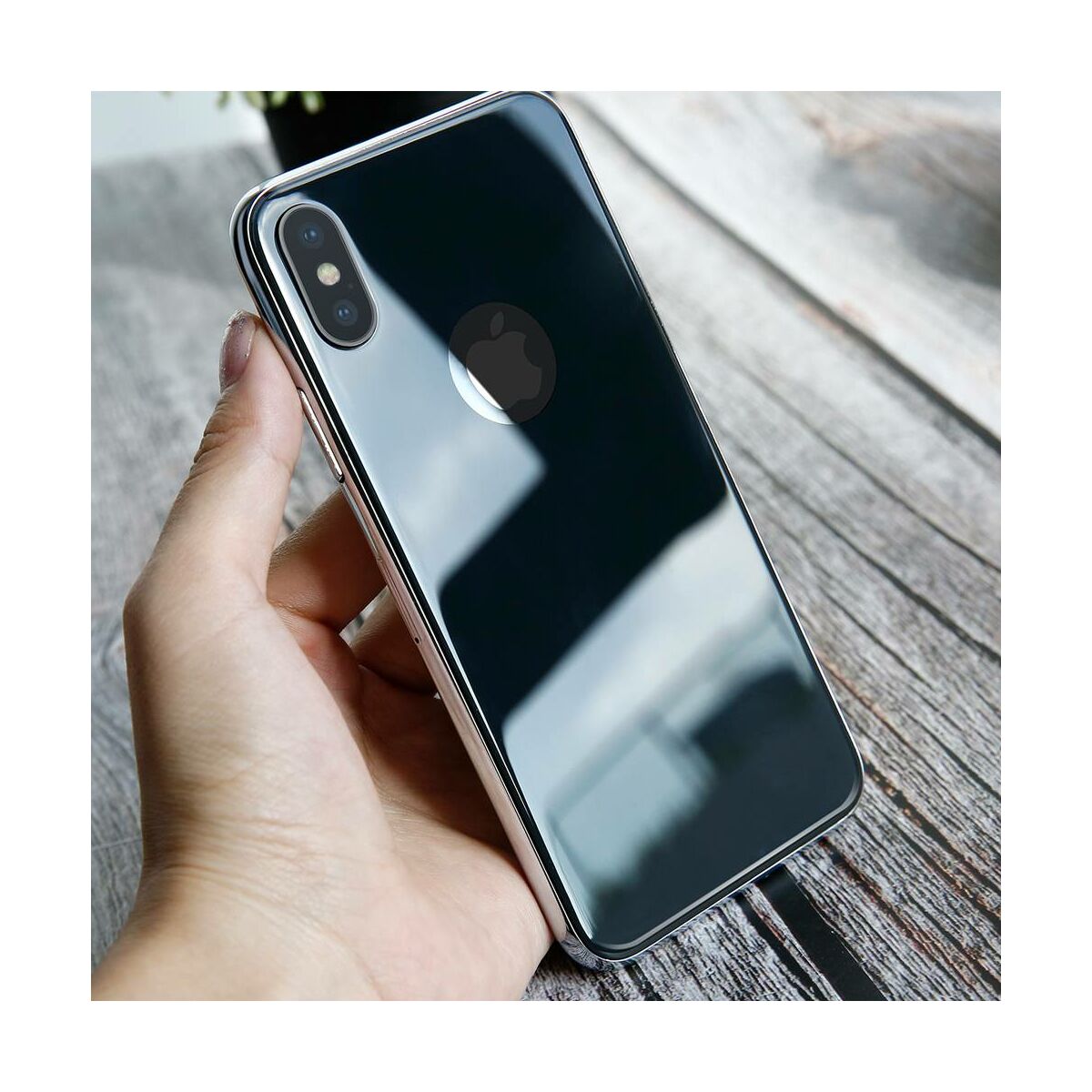 Kép 4/9 - Baseus iPhone X/XS (5.8") 0.3 mm, teljes lefedésre hátlap edzett üveg fólia, asztro szürke (SGAPIPHX-4D0G)