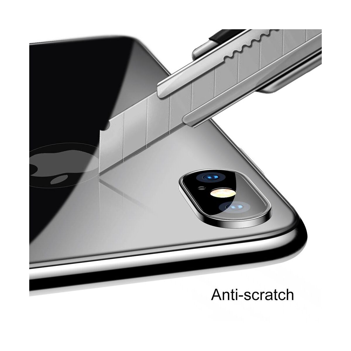 Kép 7/9 - Baseus iPhone X/XS (5.8") 0.3 mm, teljes lefedésre hátlap edzett üveg fólia, asztro szürke (SGAPIPHX-4D0G)