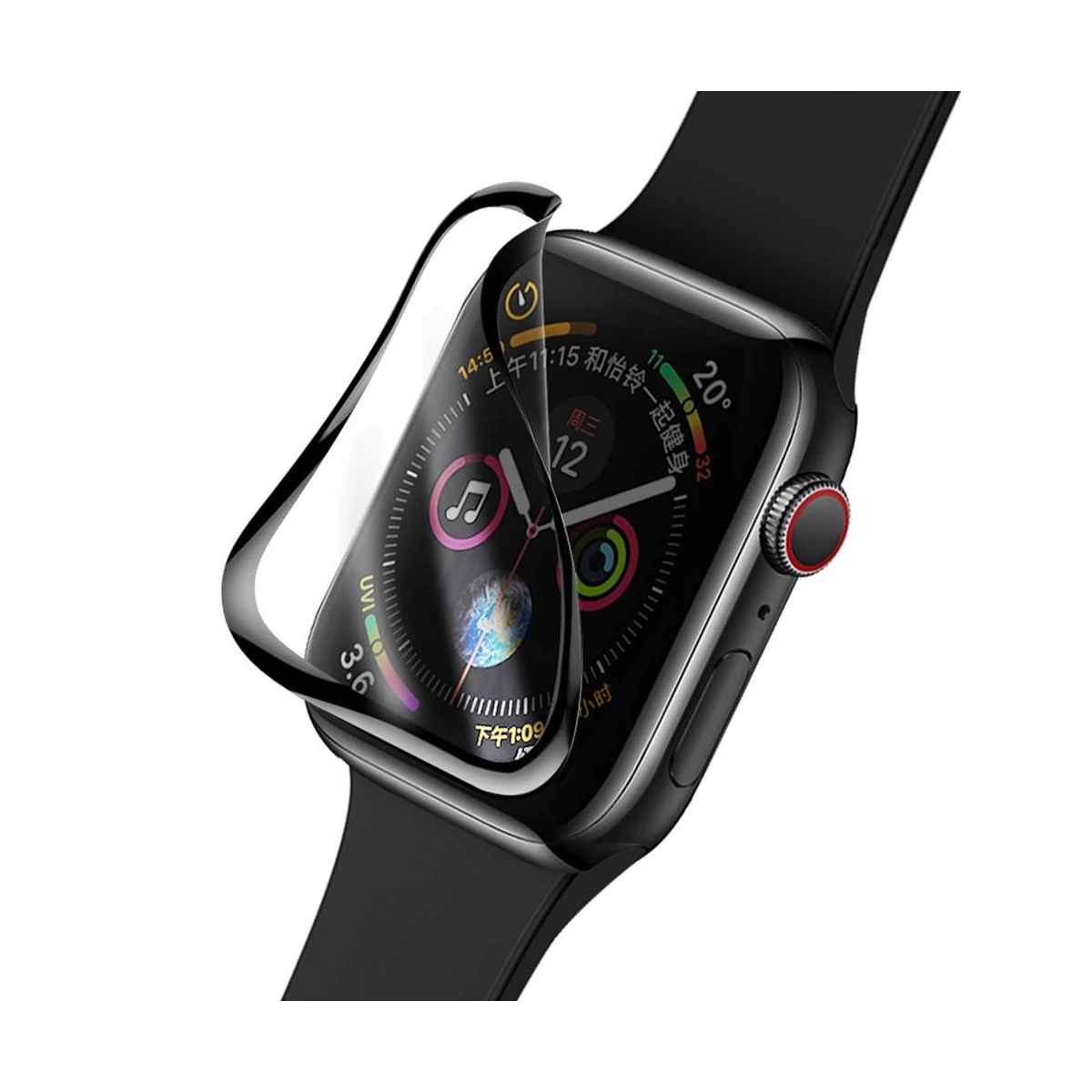 Kép 8/16 - Baseus iWatch 0.2 mm, teljes felületre, ívelt szélek, edzett üveg, 44 mm, fekete (SGAPWA4-H01)