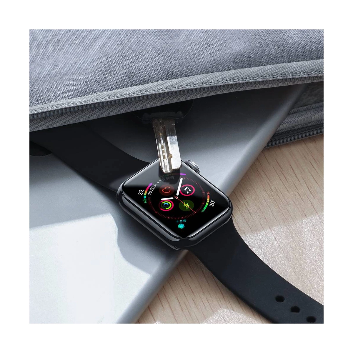 Kép 11/16 - Baseus iWatch 0.2 mm, teljes felületre, ívelt szélek, edzett üveg, 44 mm, fekete (SGAPWA4-H01)