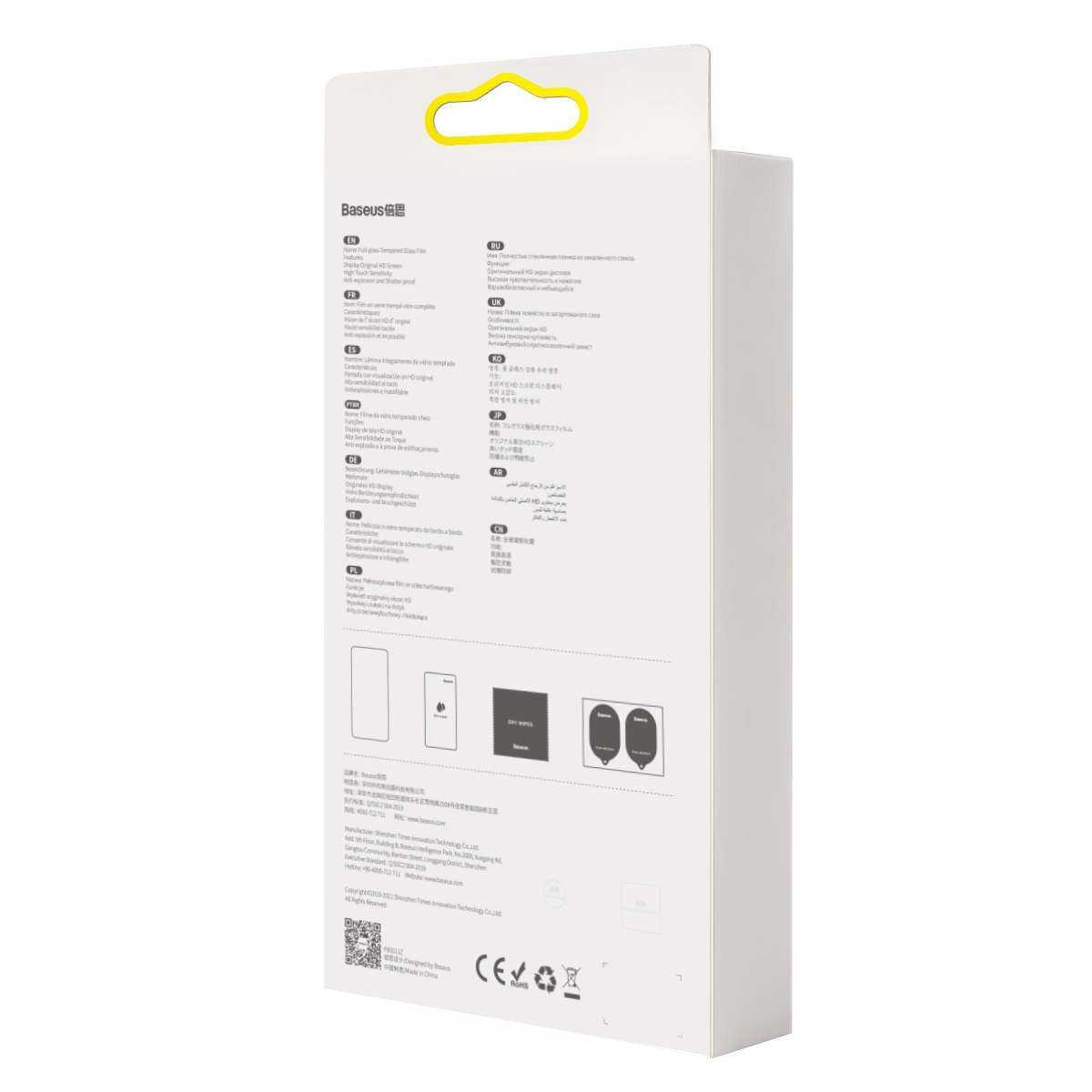 Kép 2/20 - Baseus iPhone 13 mini 0.3 mm Teljes üveg, Edzett üveg (2db / csomag + felhelyező keret), átlátszó (SGBL020002)