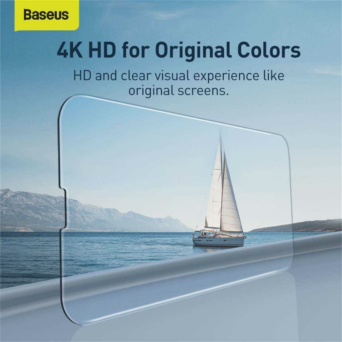 Kép 10/19 - Baseus iPhone 13 Pro Max 0.3 mm Teljes üveg, Edzett üveg (2db / csomag + felhelyező keret), átlátszó (SGBL020202)