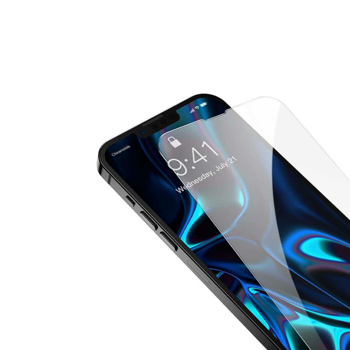 Kép 19/19 - Baseus iPhone 13 mini 0.3 mm CY-YMS Teljes üveg, Super porcelain crystal Edzett üveg (2db/csomag + felhelyező keret), átlátszó (SGBL030002)